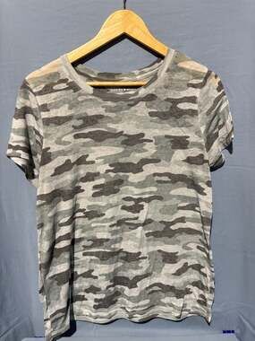 Lucky Brand Womens Camouflage Print Short Sleeve Crew Neck T-Shirt Size Large